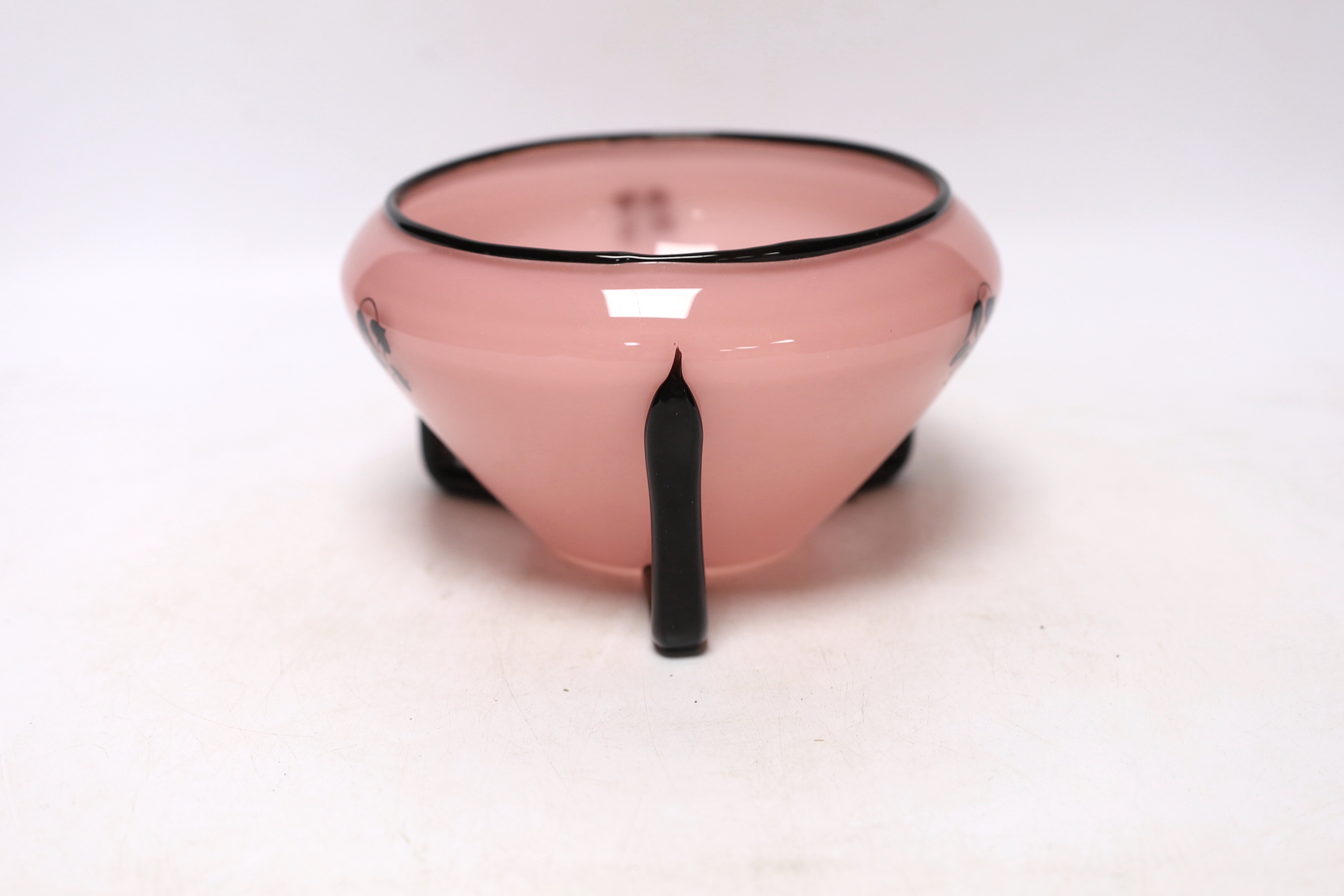 Dagobert Peche (1887-1923), a pink and black glass vase, 10cm